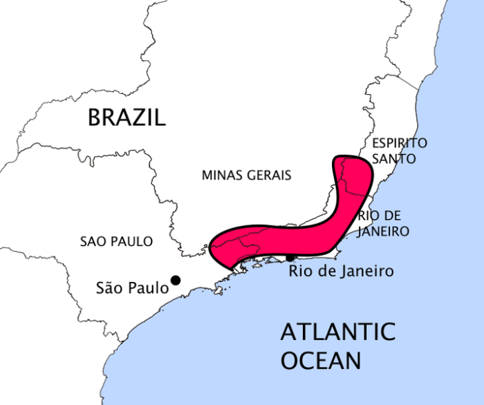 Mapa habitat da flor de maio brasil