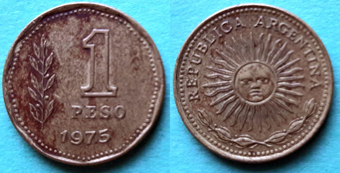 Moeda de um peso da Argentina de 1975
