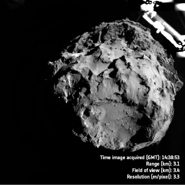 Pousador Philae descendo no cometa 67-Churyumov-Gerasimenko