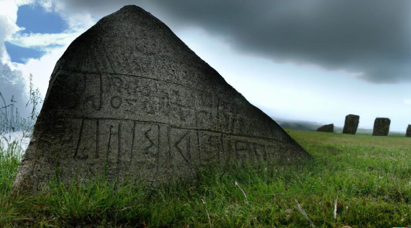 Runas escritas em uma pedra