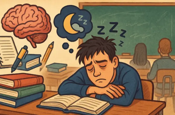 Aluno com sono durante uma aula Aluno com sono durante uma aula