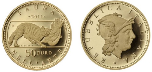Moeda de 50 Euros da Itália, gato