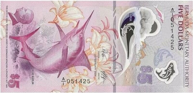 Cédula de 5 dólares das Bermudas
