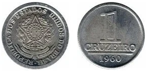 Moeda de 1 cruzeiro de alumínio do Brasil Moeda de 1 cruzeiro de alumínio do Brasil