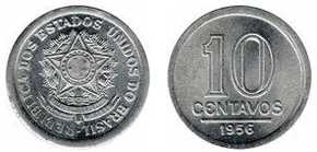 10 centavos de alumínio do Brasil