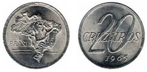 Moeda de 20 cruzeiros de alumínio do Brasil