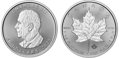 Moeda de Platina do Canadá: Canadian Maple Leaf ,50 Dollars, 1 onça troy Moeda de Platina do Canadá: Canadian Maple Leaf ,50 Dollars, 1 onça troy