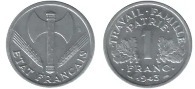 Moeda de Alumínio da França, 1 Franco Moeda de Alumínio da França, 1 Franco
