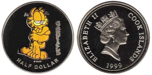 Moeda de 1/2 Dólar das Ilhas Cook, Gato Garfield