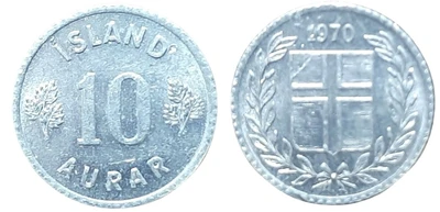 Moeda da Islândia, 10 Aurar de Alumínio Moeda da Islândia, 10 Aurar de Alumínio