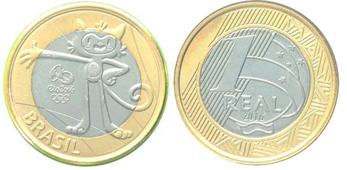 Moeda de 1 Real do Brasil, Gato Mascote Vinícius Olimpíadas