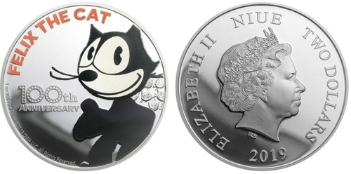 Moeda de 2 Dólares de Niue, Gato Félix