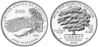 Moeda de Platina: American Platinum Eagle, 1 oz de 2025, Proof Moeda de Platina: American Platinum Eagle, 1 oz de 2025, Proof
